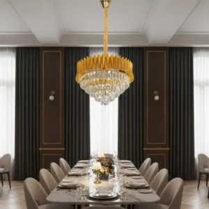 ثريا معلق مودرن ذهبي بــ9 مآخذ E14 — مقاس 600 ملم