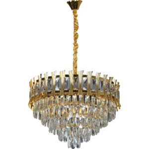 ثريا معلقة مودرن ذهبية (9 لمبات E14) — مقاس 600 ملم