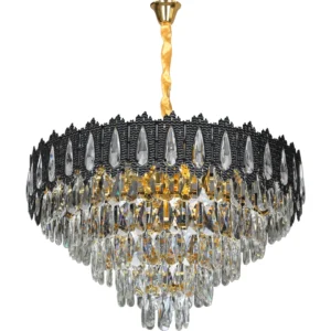 نجفة مودرن أسود وذهبي 9 لمبات E14 — مقاس 600 مم