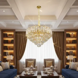 نجف مودرن ذهبي 9 لمبات (E14) مقاس 600 ملم