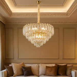 نجفة مودرن ذهبية ب‑9 لمبات (E14) — قطر 600 مم