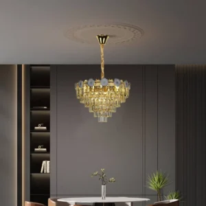 ثريا كريستال ذهبية 9 لمبات E14 — قطر 600 ملم