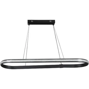 أبليك حائط مودرن بيضاوي أسود — 90×25 سم، 48 واط، بثلاثة أوضاع إضاءة