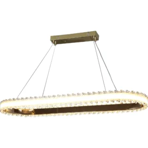 مصباح معلّق مودرن بيضاوي ذهبي – 90×30 سم، 48 واط، 3 أوضاع إضاءة