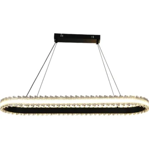 مصباح معلق مودرن بيضاوي أسود 90×30 سم، 48 واط، بثلاثة أوضاع إضاءة