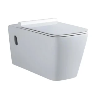 Square wall-mounted bathroom toilet, model 902, in white.