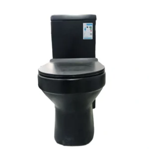 مرحاض أرضي سيراميكي أسود بخزان علوي ومقعد — طراز 9133 من SPIDER