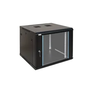 خزانة راك جداري 9U – تنظيم وحماية معدات الشبكات بباب زجاجي مقفل