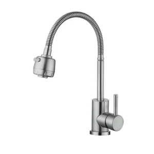 خلاط مطبخ احترافي موديل AASCD-02 من ستانلس ستيل 304 بتصميم مودرن وذراع واحد، لون كروم متين