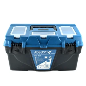 ADEGSO صندوق أدوات بلاستيكي متين بسعة كبيرة، أقسام متعددة ومقبض مريح