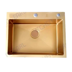 حوض مطبخ أحادي من الستانلس ستيل بطلاء ذهبي — ARS COCINAS 65×45×22 سم