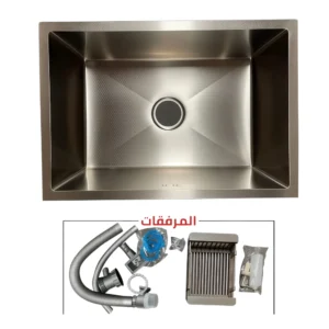 حوض مطبخ BERBE فولاذ مقاوم للصدأ 304 بطبقة نانو مضادة للخدش — حوض واحد مع ملحقات 65×45 سم