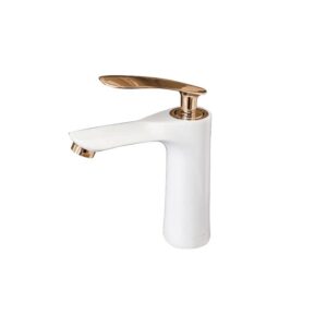 خلاط مغسلة BRONZO موديل 201 أبيض بمقبض ذهبي