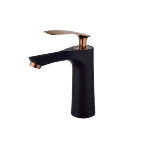 خلاط مغسلة BRONZO موديل 201 — أسود بمقبض روز