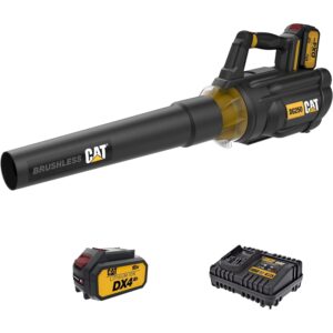 منفاخ أوراق لاسلكي CAT DG250 — 18 فولت، تدفق هواء 450 CFM وسرعة 161 كم/ساعة، مزود ببطارية 4.0Ah وشاحن