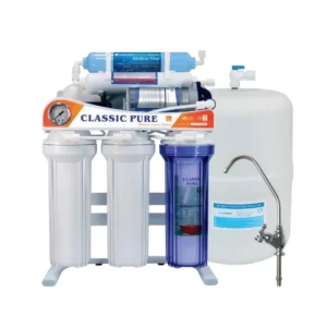 جهاز تحلية Classic Pure 7 مراحل تايواني بمعالج أمريكي، بقاعدة ومقياس ضغط — تنقية متقدمة لمياه الشرب المنزلية
