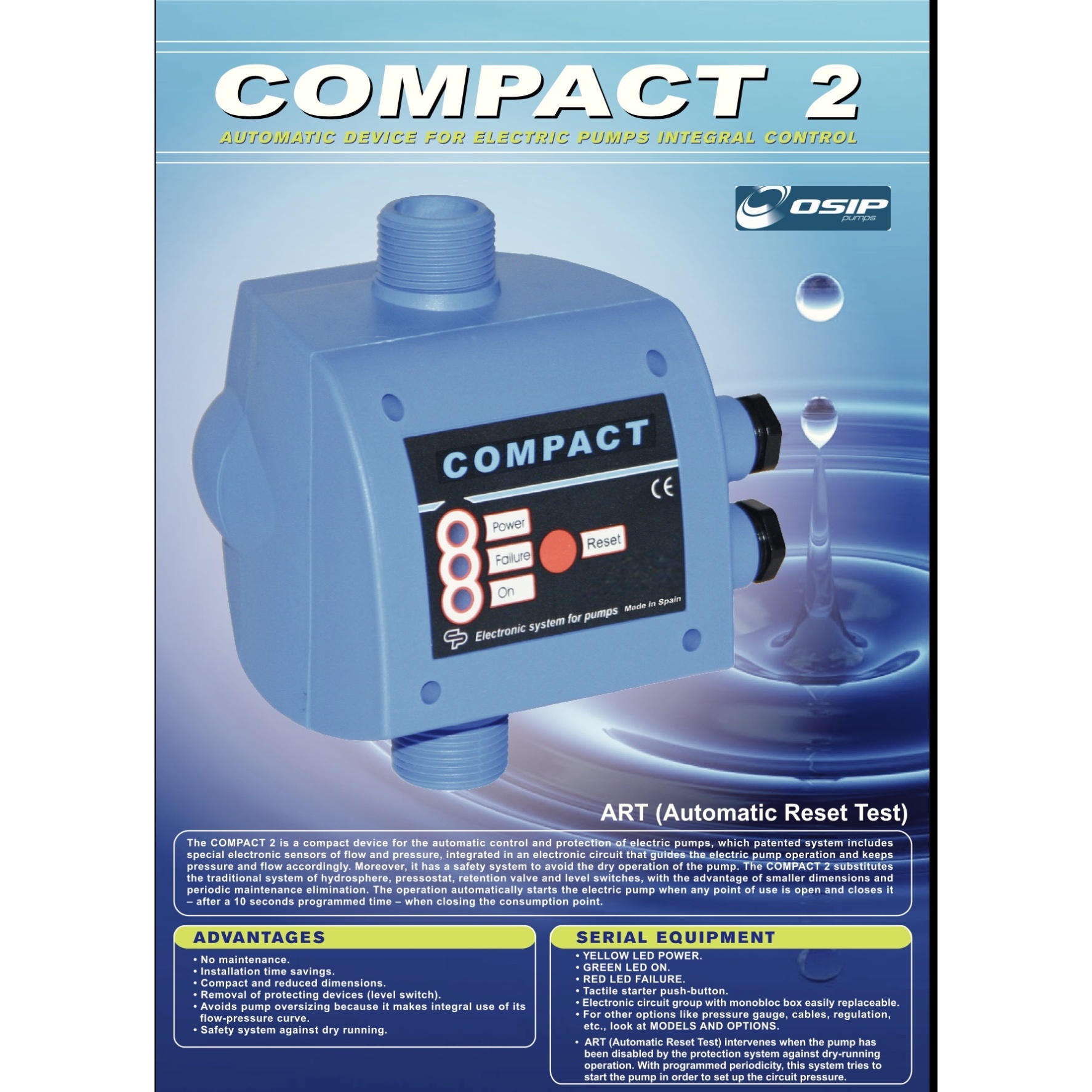 منظم ضغط أوتوماتيكي لمضخة مياه طراز COMPACT — صناعة إسبانية (OSIP)