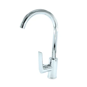 صنبور مطبخ بقاعدة طويلة – كروم لامع – فوهة مرتفعة دوّارة | Dinis، جودة ألمانية بتصميم عصري