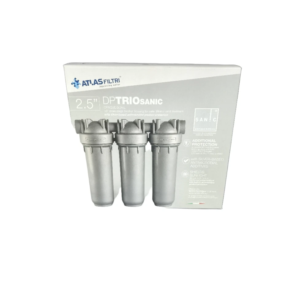 هيكل فلتر ثلاثي DP Trio Sanic من Atlas Filtri — مقاس 10 بوصة ومضاد للبكتيريا