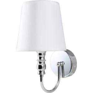 مصباح حائطي مفرد طربوش — فضي/أبيض، لمبة E14×1