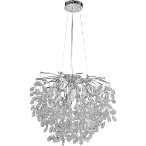 نجف مودرن فضي وشفاف بستة مصابيح E14