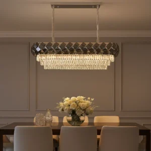 نجف مودرن فضي بمقابس E14 — 10 لمبات، مقاس 80×30 سم