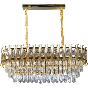 ثريا معلقة مودرن ذهبية بمآخذ E14 ×10 — مقاس 800×300 ملم