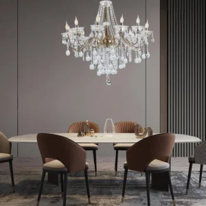 ثريا معلقة مودرن ذهبي بقطع شفافة لمصابيح E14 (12 لمبة)