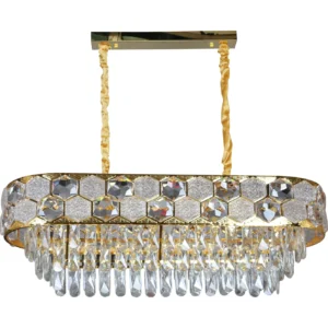 ثريا معلقة مودرن ذهبية بمصابيح E14 (14 لمبة) — مقاس 1000×350 ملم