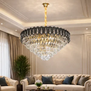 نجفة مودرن أسود وذهبي E14 × 15