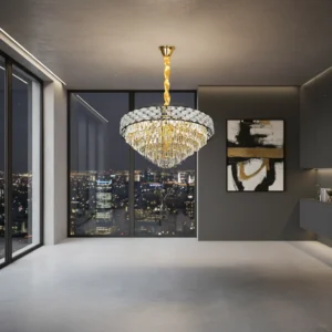 ثريا معلقة مودرن سوداء وذهبية بعدد مقابس E14 (15 لمبة)