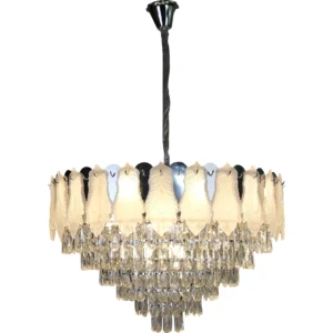 نجف مودرن فضي بمقابس E14 × 15 لمبة — قطر 80 سم