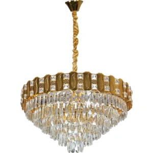 نجفة معلقة مودرن ذهبية بمقابس E14 × 15 — مقاس 800 ملم