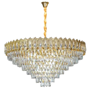 ثريا معلقة مودرن ذهبية بقاعدات E14 (22 لمبة)، قطر 100 سم