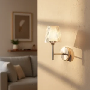 أبليك حائط مفرد فضي بمقبس E14