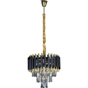 مقترح: نجفة معلقة مودرن أسود وذهبي بثلاث لمبات (E14 ×3)