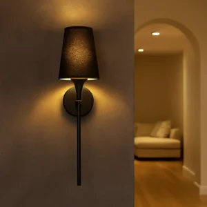 إضاءة جدارية مودرن سوداء بمقبس E14 (لمبة واحدة)