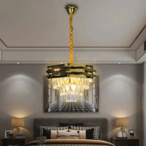 نجف شيمر معلق بكريستال ذهبي بمقبس E14 — 40 سم