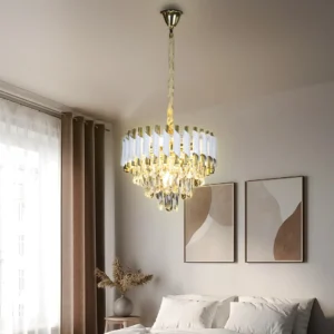 نجف أبيض مع لمسات ذهبية — مقبس E14، قطر 40 سم