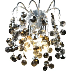 أبليك جداري مودرن فضي بزجاج شفاف ورمادي لمبتين E14