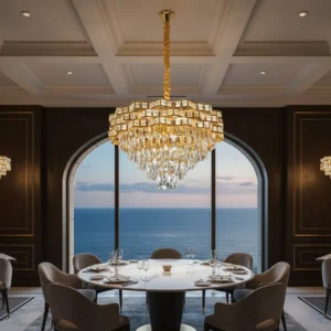 نجف معلق مودرن ذهبي لخمس لمبات E14 بطول 600 ملم