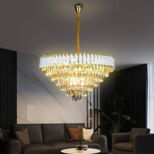 نجفة مودرن أبيض وذهبي بمقبس E14 — 80 سم