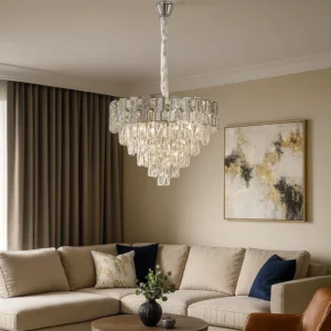 نجفة مودرن فضية بمصابيح E14 عدد 9، قطر 600 ملم