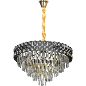 ثريا مودرن أسود وذهبي بمقبس E14 لِـ9 لمبات، مقاس 600 مم