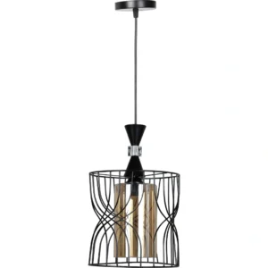 Modern black pendant light (E27 bulb holder x1)