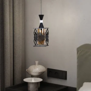 Modern black pendant lamp, E27 bulb (1 x)