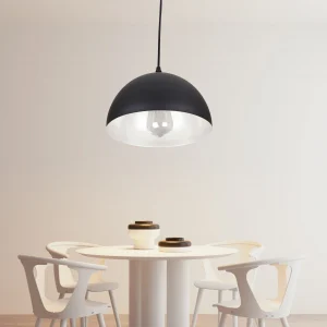 Modern black and white pendant lamp, single E27 bulb