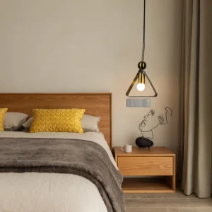 Modern single pendant lamp — olive green color, E27 bulb base (1 bulb)