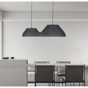 Modern black pendant chandelier with two E27 bulbs — 1000 mm long