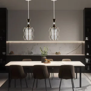 إضاءة معلقة مودرن باللون الذهبي بمقبس E27 للمبة واحدة